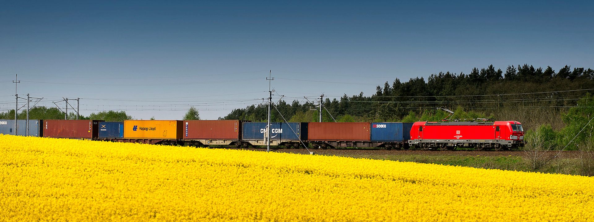 DB Cargo loco with container going through Poland