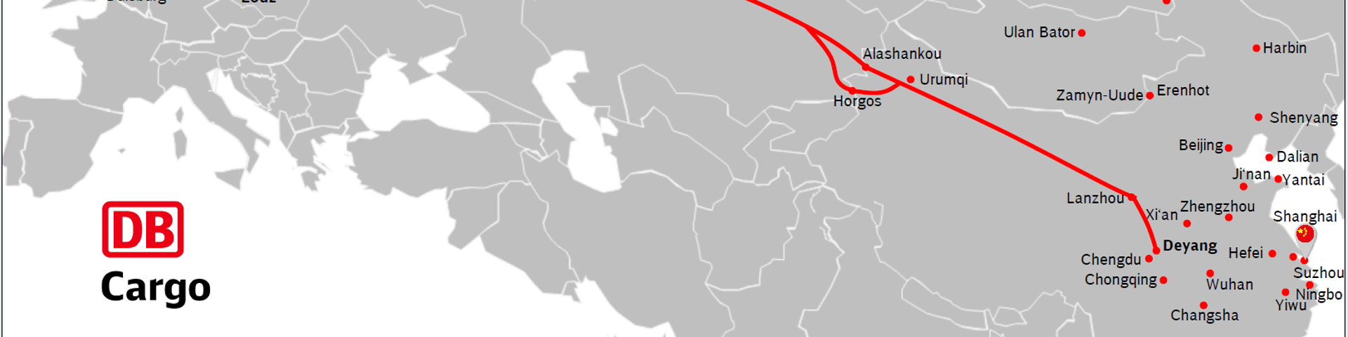 Route Deyang nach Lodz