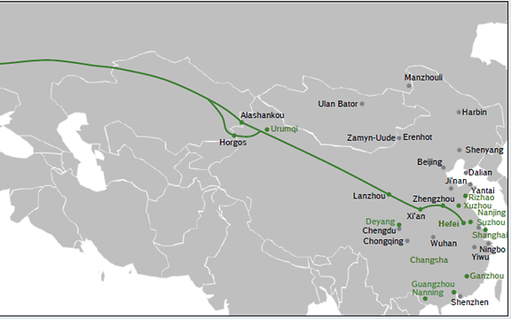 Route Hefei nach Neuss